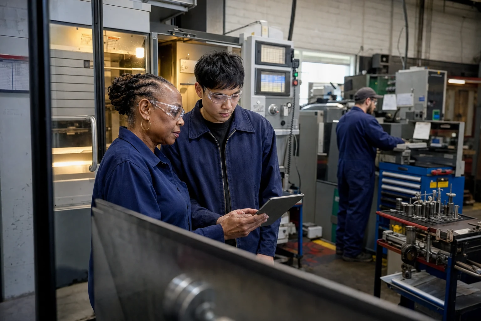 Owners walking their manufacturing floor